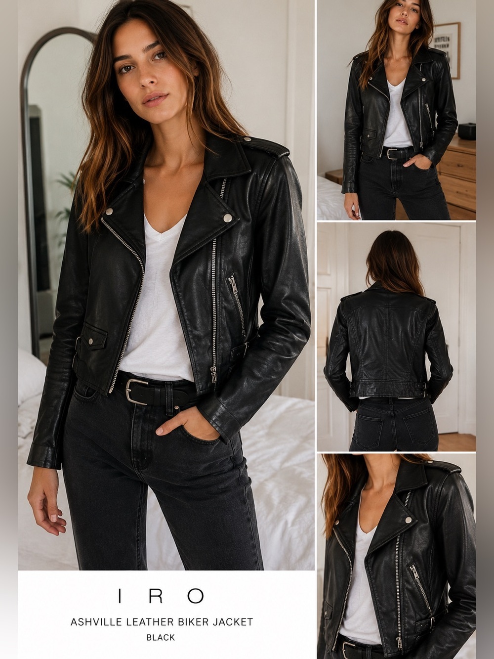 IRO Ashville Leather Biker Jacket – Black
Size 34 | 100% Lamb Leather